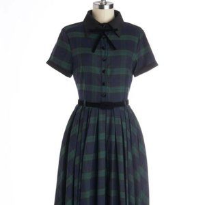 Navy and Green Plaid Dress